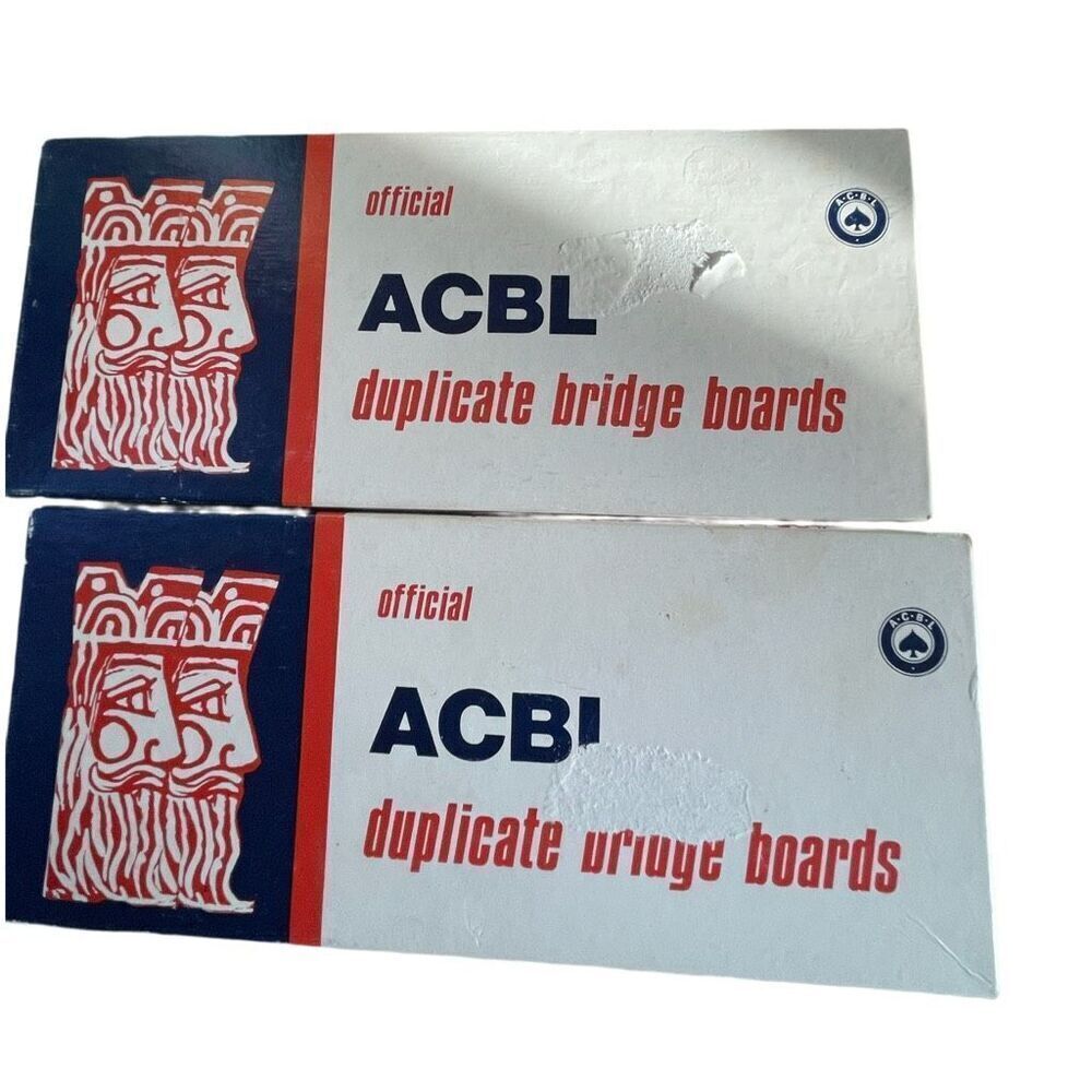 Vintage 1976 ACBL Plastic Bridge boards and cards set of two boxes.